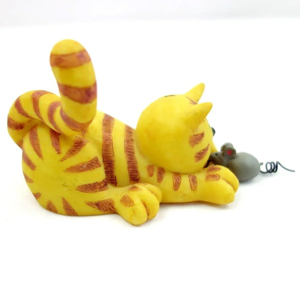 Vintage 1998  Orange Tabby‎ Cat Playing w/ Mouse by Crazy Mountain Designers